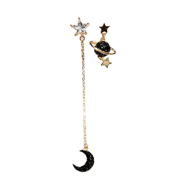 S925 Silver Moon and Star Stud Earrings