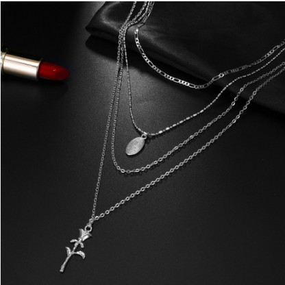 Layered Maria Rose Pendant Necklace