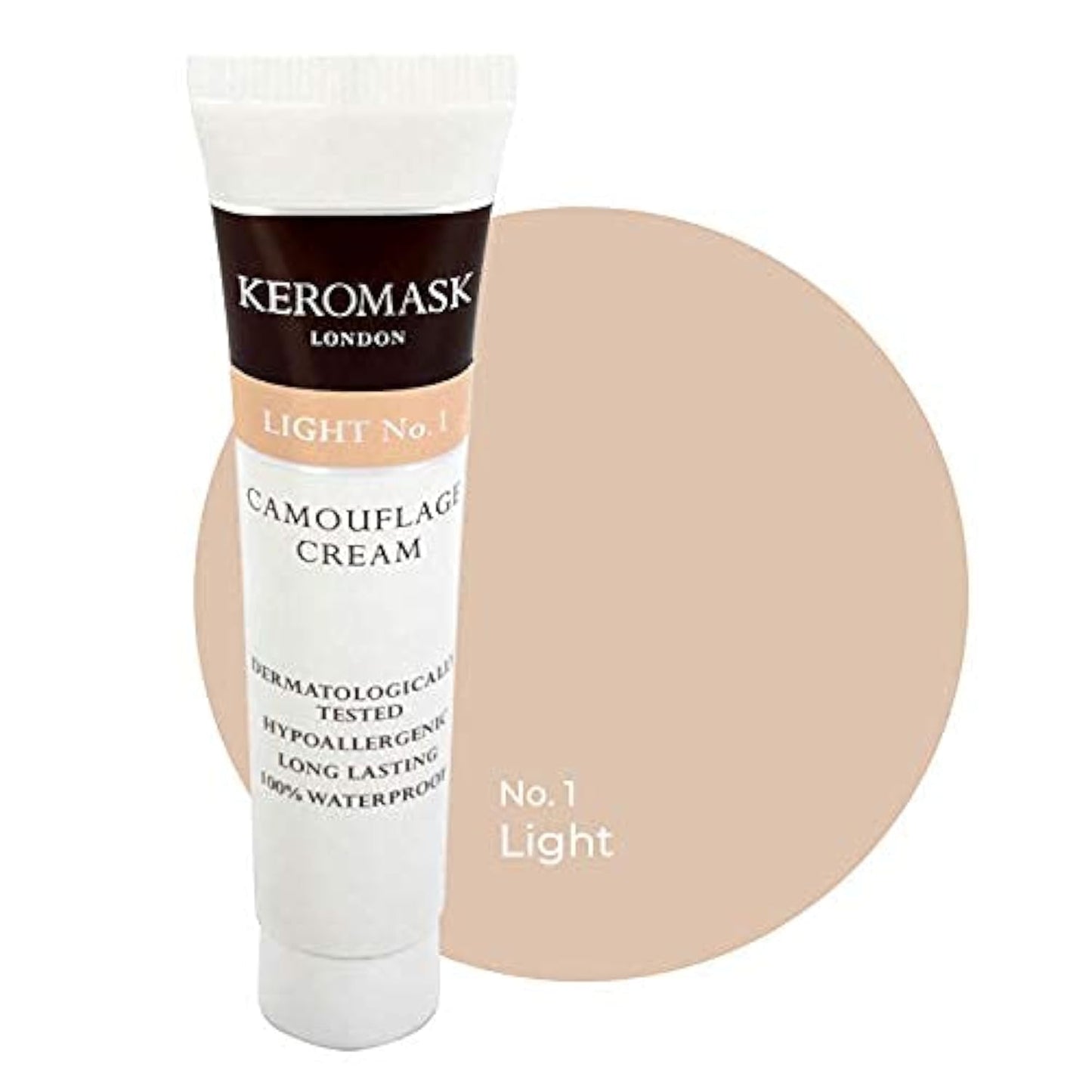Keromask Full Coverage Concealer | Camouflage Makeup | Waterproof Concealer | Hypoallergenic | Vitiligo Tattoo Rosacea Tattoo Cover | 24 Shades | Light No 1