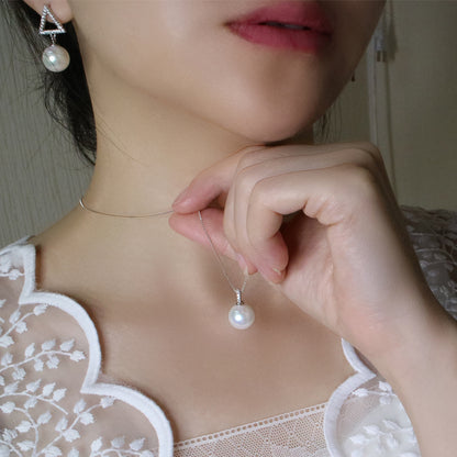 Black Pearl Necklace with White Freshwater Pearl Pendant