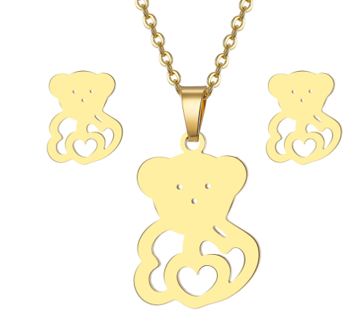 Heart Pendant Necklace Set for Women - Stylish Short Chain