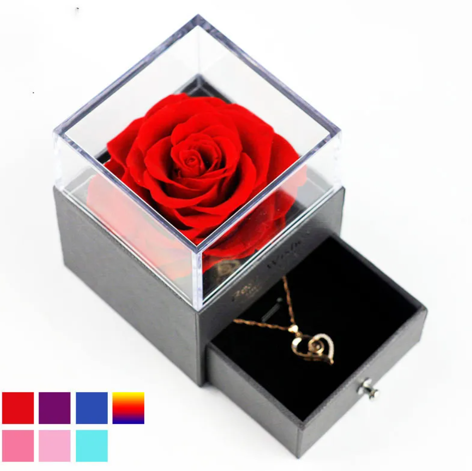Preserved Rose Jewelry Box Necklace