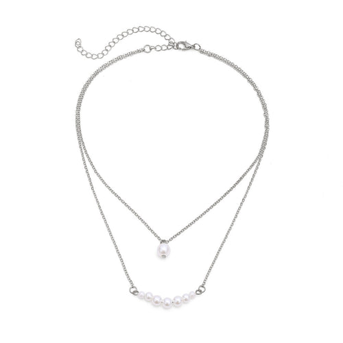 Double Layer Pearl Pendant Tassel Necklace