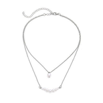 Double Layer Pearl Pendant Tassel Necklace