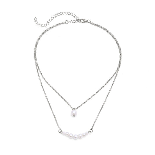 Double Layer Pearl Pendant Tassel Necklace