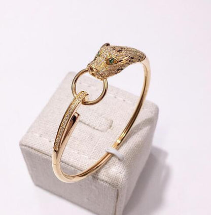Rose Gold Leopard Diamond Ring Bracelet