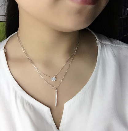 S925 Silver Necklace with Stylish Double Layer Design