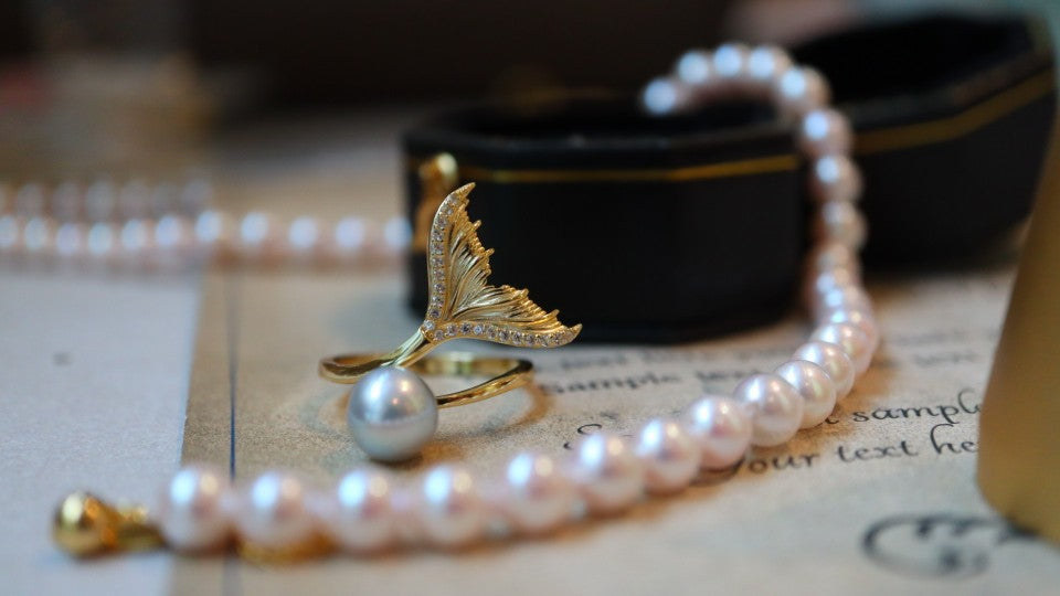 S925 Silver Akoya Pearl Tail Ring for Women
