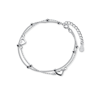 S925 Silver Double Layer Heart Bracelet