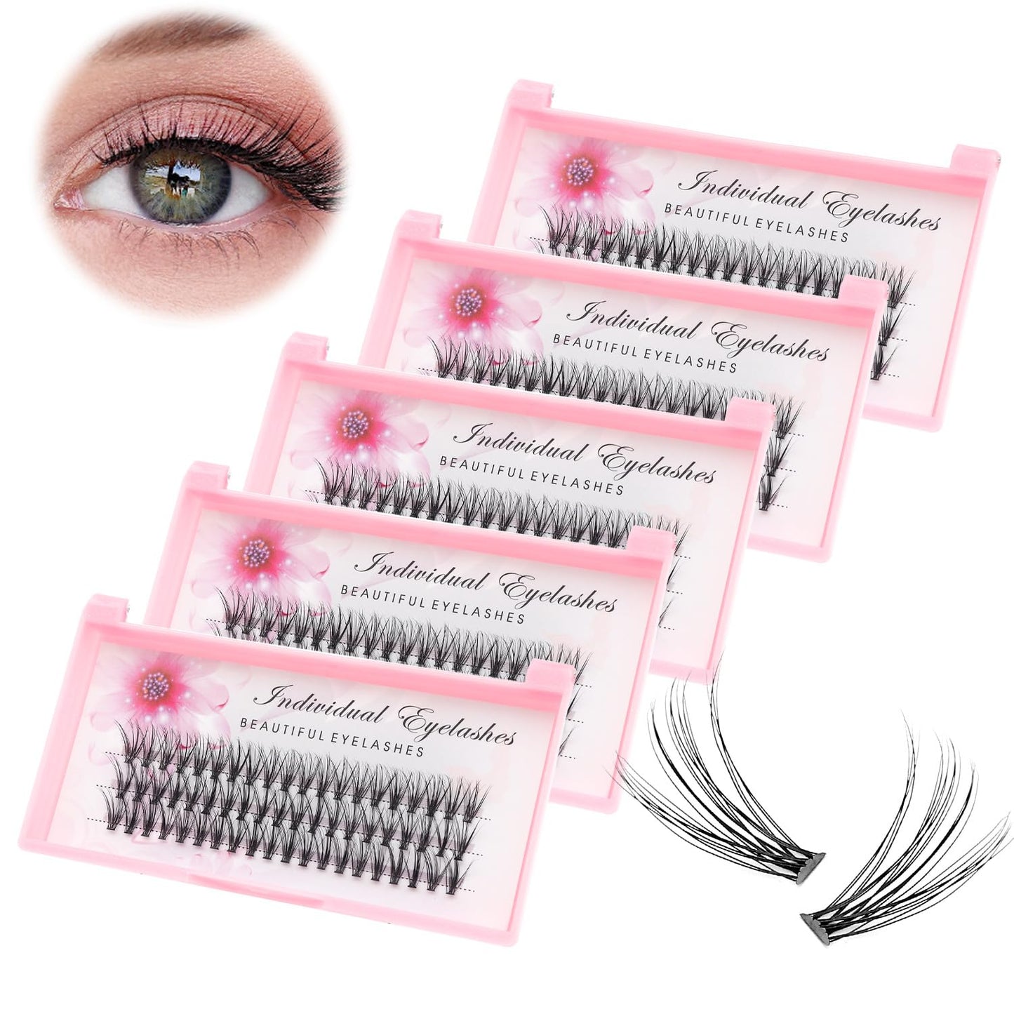 Bodermincer 20D 0.07mm Thickness 8-22mm To Choose Grafting False Eyelashes False Eyelashes Individual Natural Long Mink Fake Eyelashes Extension Handmade Bulk Wholesale (5 Packs-9mm)