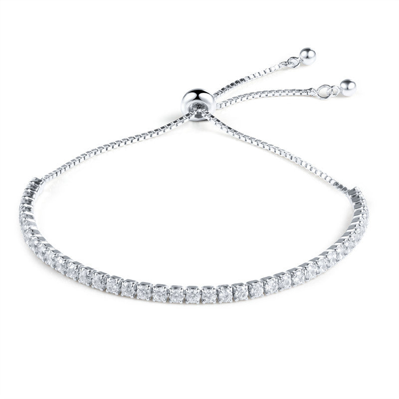 S925 Silver Adjustable Tennis Bracelet with Zirconia