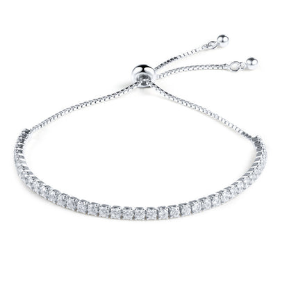 S925 Silver Adjustable Tennis Bracelet with Zirconia