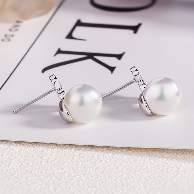 Korean Style Clover Pearl Earrings with S925 Silver