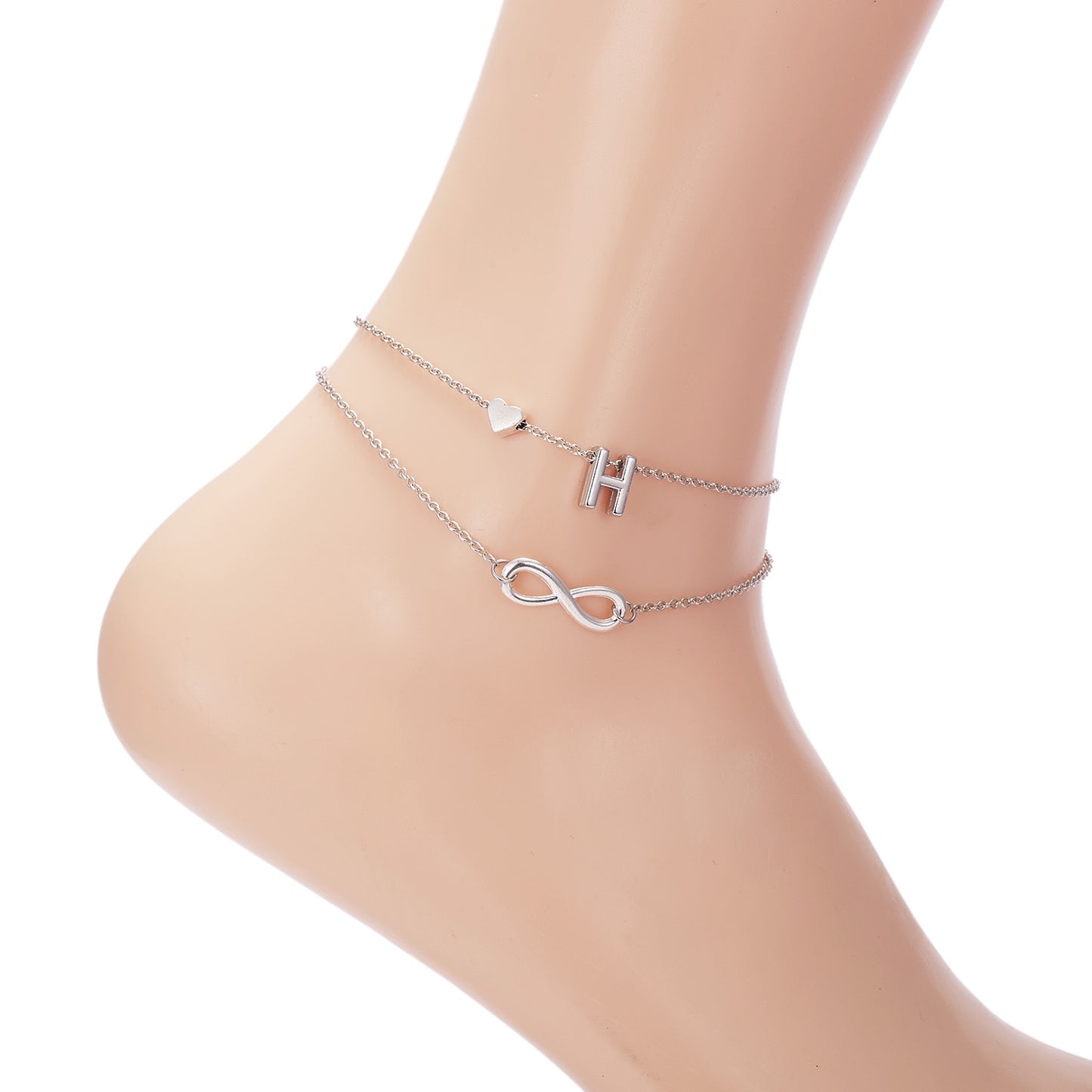 Trendy Double Layer Letter & Heart Beach Anklet