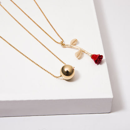 Bohemian Style Layered Beaded Rose Pendant Necklace