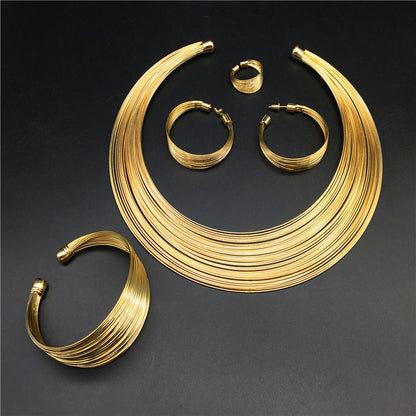 Nigerian Bride Necklace Set - Alloy Multi-strand Jewelry