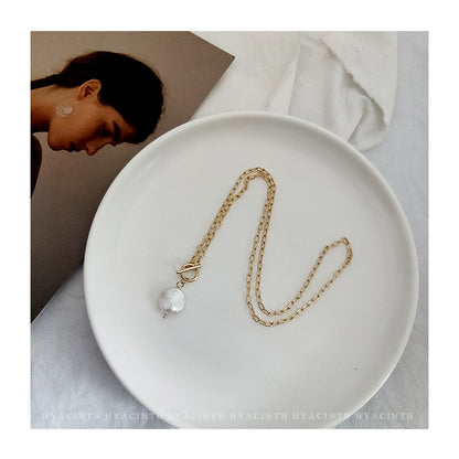 18K Gold Baroque Freshwater Pearl Pendant Necklace