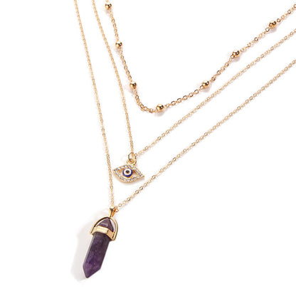 Fashionable Multi-Layer Necklace with Diamond Pendant