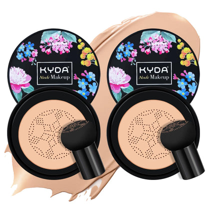 Ownest 2 Pcs Mushroom Head Air Cushion BB Cream Concealer Lasting Nude Makeup Moisturizing Pigment CC Liquid Foundation Even Skin Tone Makeup Base Primer-Buff Beige