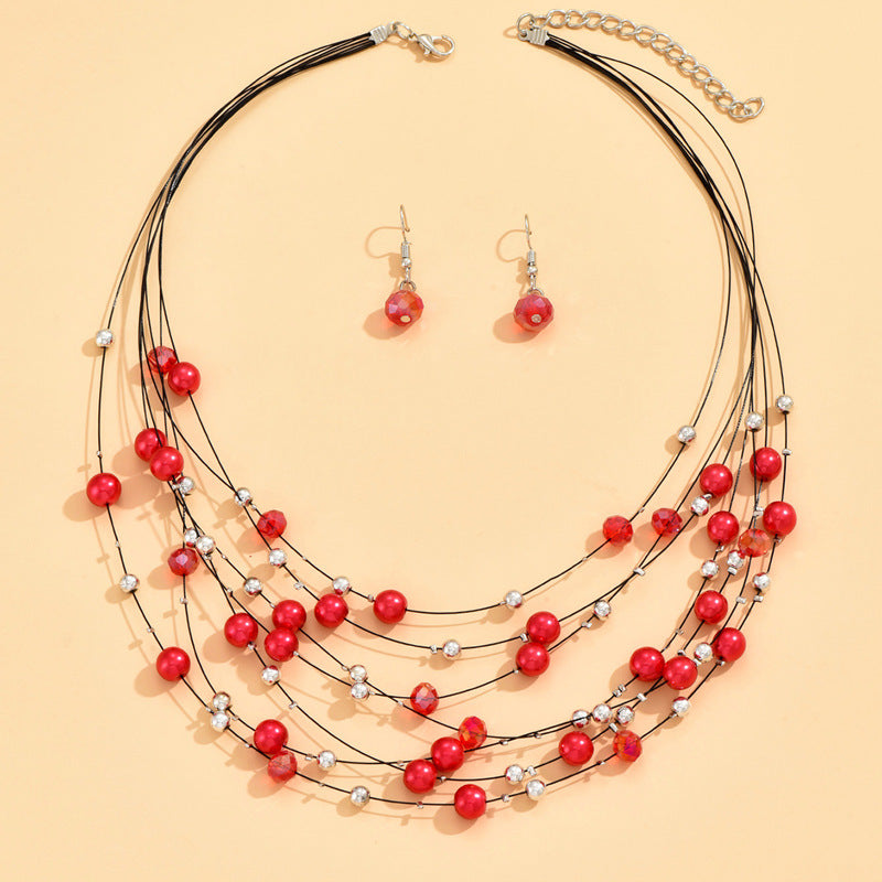 Bohemian Handmade Beaded Crystal Pearl Jewelry Set