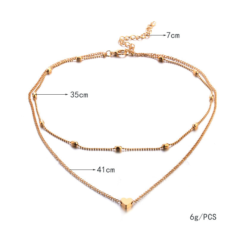Heart Layered Necklace, Multi-Layered Choker