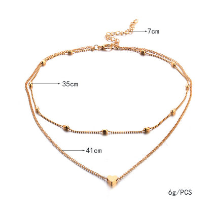 Heart Layered Necklace, Multi-Layered Choker