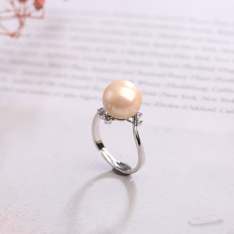 S925 Silver Adjustable Pearl Ring for Women