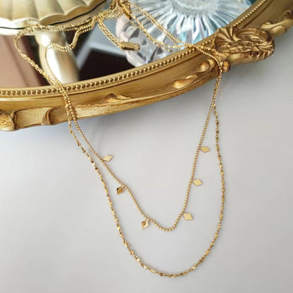 Titanium Steel Layered Star Diamond Necklace for Women