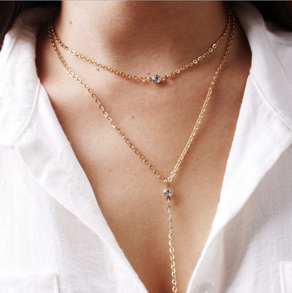 Layered Pearl Tassel Pendant Necklace with Zircon