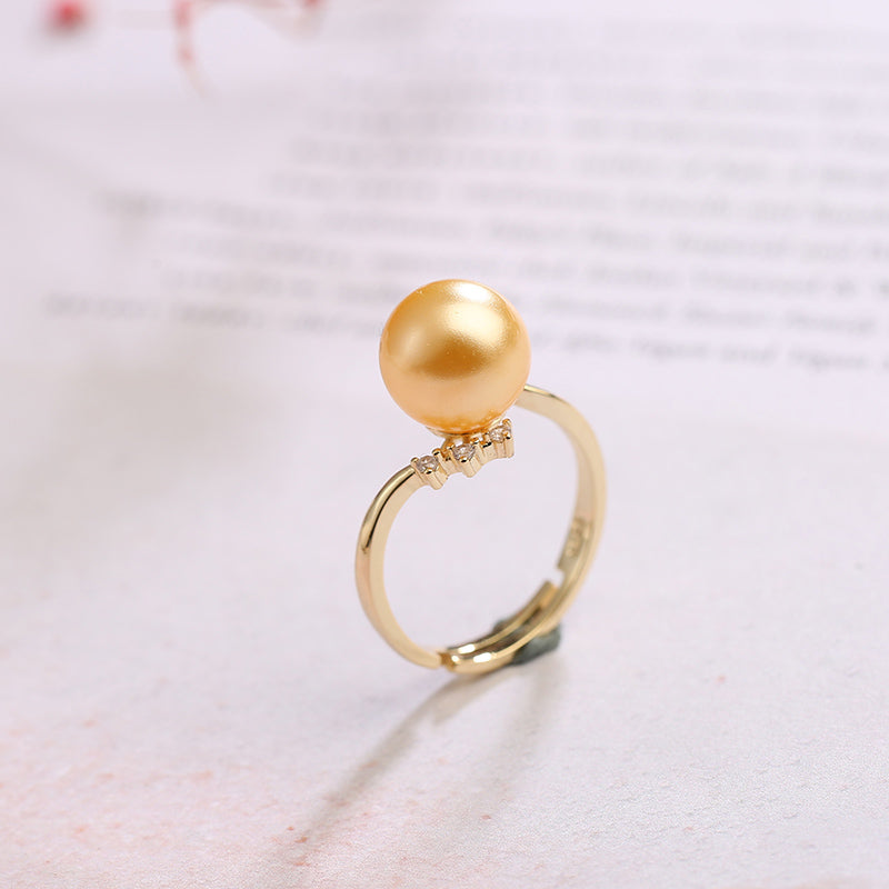 S925 Silver Adjustable Pearl Ring for Women