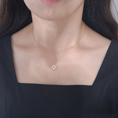 S925 Silver Star Pendant Necklace with Zirconium Stones