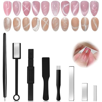 8Pcs Nail Magnet Set Cat Eye Gel Nail Polish Magnet Cat Eye Magnet for Nails Strong Suction Nail Art Magnet Nail Magnets for Nail Art Magnetic Nail Polish Wand Tool for Cat Eye Gel Nail Polish