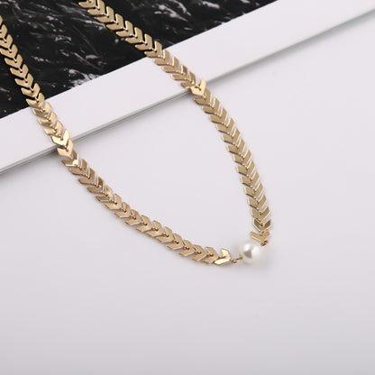 Handcrafted Copper Fishbone Necklace for Street Style