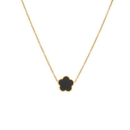 Titanium Steel Five-Petal Flower Necklace and Earring Set
