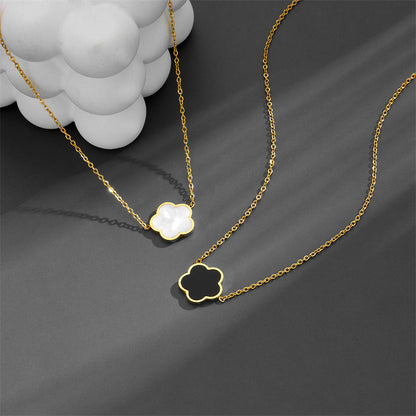 Titanium Steel Five-Petal Flower Necklace and Earring Set