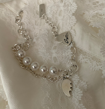 Retro Double-layer Pearl Love Letter Bracelet