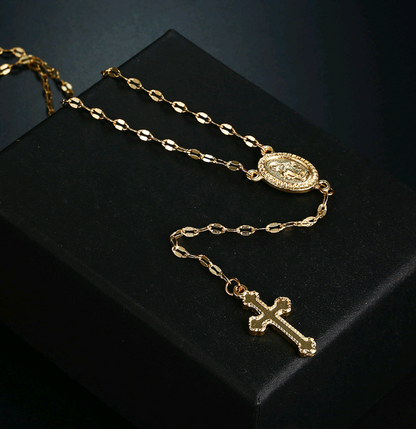 Fashionable Cross and Virgin Mary Pendant Necklace