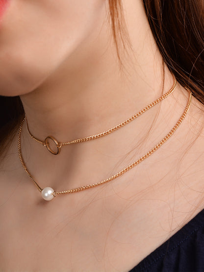 Fashionable Minimalist Multi-Layer Pearl Necklace Set