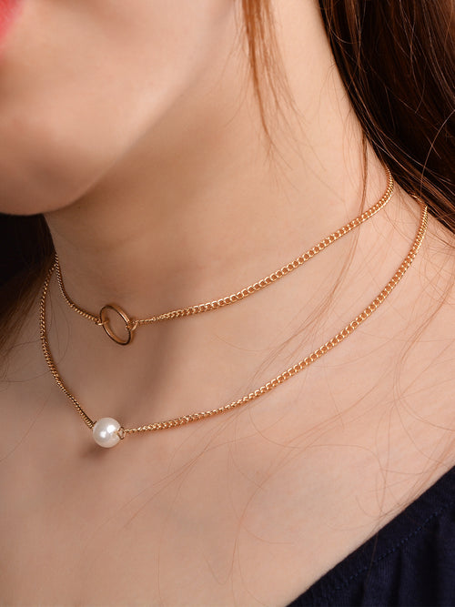 Fashionable Minimalist Multi-Layer Pearl Necklace Set