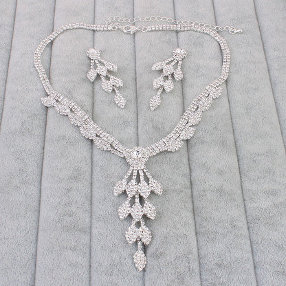 Bride Jewelry Set: Rhinestone Necklace & Earrings