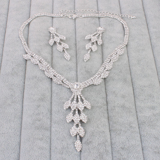 Bride Jewelry Set: Rhinestone Necklace & Earrings
