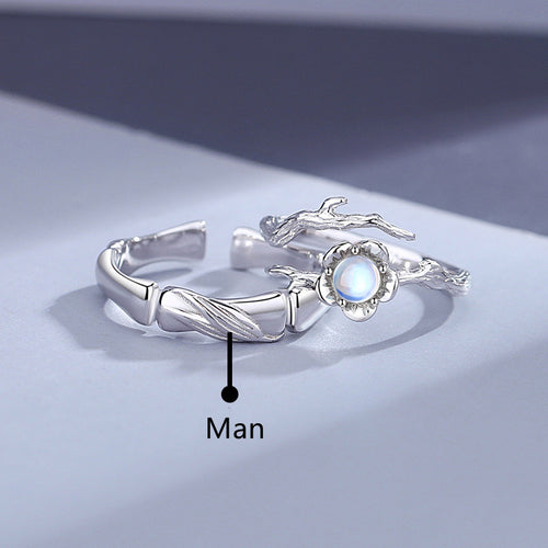 Sterling Silver Moonstone Peplum Ring for Men & Women