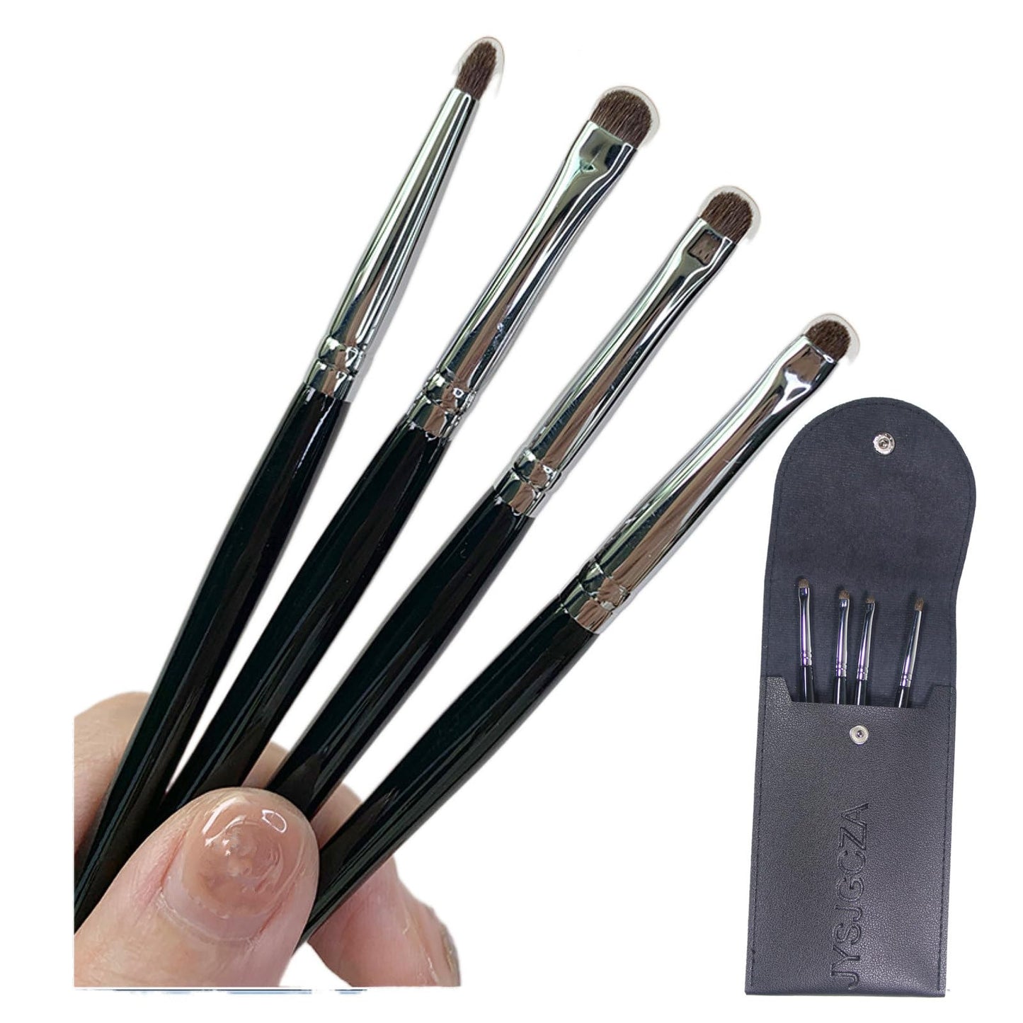JYSJGCZA Eye Makeup Brush Set 4 Pcs Professional Blending Eyeshadow Makeup Brushes for Concealer Eyebrows Eyeliner Soft Hairs & Wood Handle
