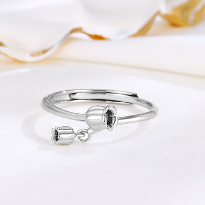 S925 Silver Elegant Flower Open Ring for Women