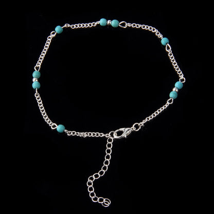 Handmade Turquoise Bead Anklet, Street Style Fashion