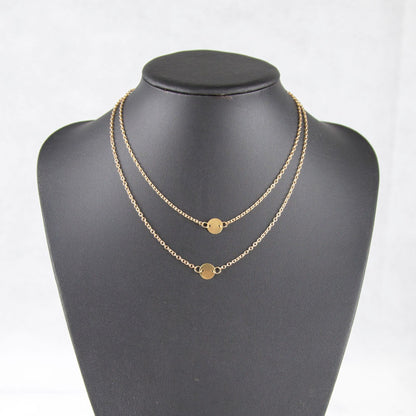 Vintage Sequin Layered Short Necklace with Pendant