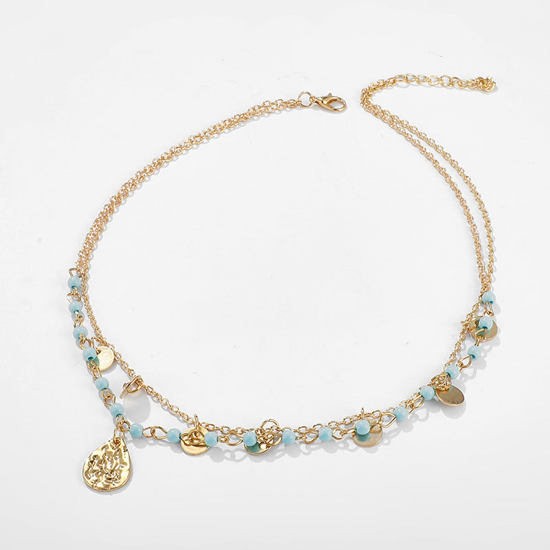 Fashionable Multi-Layer Turquoise Floral Necklace