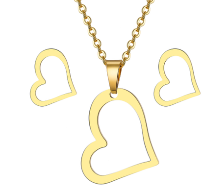 Heart Pendant Necklace Set for Women - Stylish Short Chain