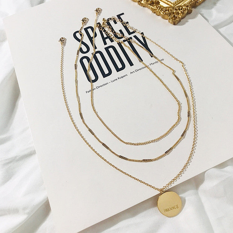 Layered Coin Necklace for Women - Metal Choker Chain