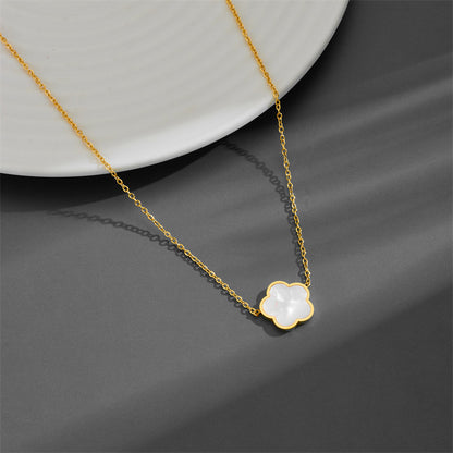 Titanium Steel Five-Petal Flower Necklace and Earring Set